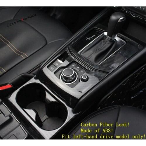 Yimaautotrims Central Control Gear Shift & Water Cup Holder Panel Cover Trim Fit For Mazda CX-5 CX5 2017 - 2020 Carbon Fiber ABS