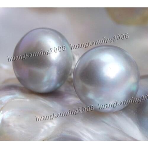 10-11mm Grey Akoya Cultured Pearl Earring Stud R32