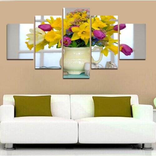 2017 Printed Wall Painting Flower Picture Art Room Decor Print Picture Wall Panels Canvas Art 5 Pcs/Set High Quality