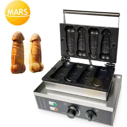 Commercial Non-stick 4pcs Cream-filled Penis Waffles Maker 110v 220v Electric Dick-shaped Waffle Machine Baker Iron Pan Plate