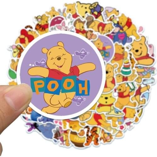 50pcs Disney anime Cartoon Winnie The Pooh Graffiti Stickers Luggage Laptop Waterproof Without Leaving Glue Stickers Toys gifts