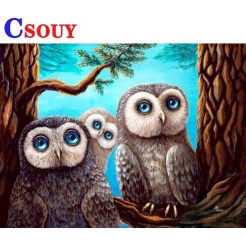 Animals 5D Diy Diamond Embroidery Three Owls Diamond Mosaic Drawing Full Square Round Drill Diamond Painting Cross Stitch Decor