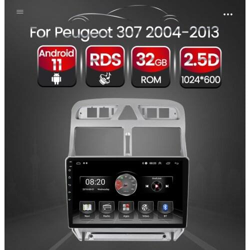 Android 11 Car Radio GPS Navigation For Peugeot 307 307CC 307SW 2002 2003-2013 Auto With SWC BT USB Wifi FM 2.5D HD Rape Recoder