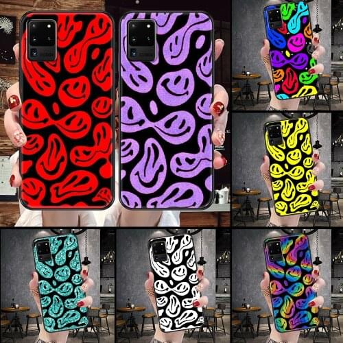 Funny Fashion Smile Face Phone case For Samsung Galaxy Note 4 8 9 10 20 S8 S9 S10 S10E S20 Plus UITRA Ultra black trend prime