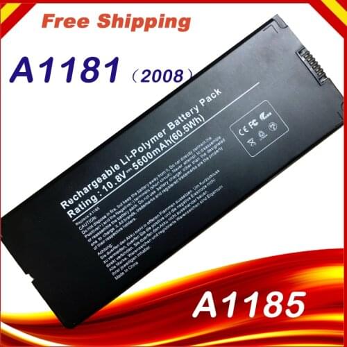 Black A1185 Laptop Battery for Apple MacBook 13" A1181 2006 2007 2008 2009 MA566 MA561 MA566FE A MA566G A MA566J A MA472 MA47