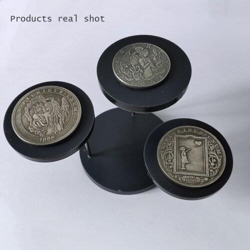 Commemorative Coin Display Stands 3 Round Black Acrylic Coin Storage Booth Coin Collection Decoration Stand 1PCS