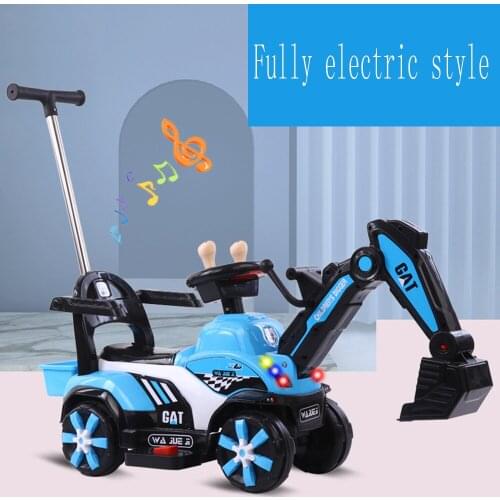 Childrens electric car toy engineering car 1-6 years old toy battery double drive with remote control knight excavator