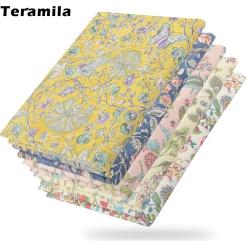 Teramila Bright Flower Printed Cotton Cloth Home Textile Floral Fabrics for Clothes Quilting Bedsheet Fabrics per by the meter