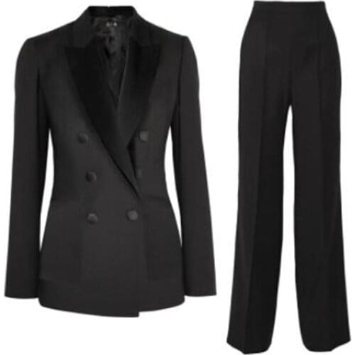 Black Women Business PantSuits 2 Piece Formal Professional Elegant Pantsuits Office Uniform Style Ladies Office Work Wear Suits