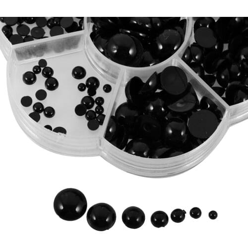510pcs 3-12mm Round Black Flat Doll Eyes For Doll Animal Puppet DIY Making
