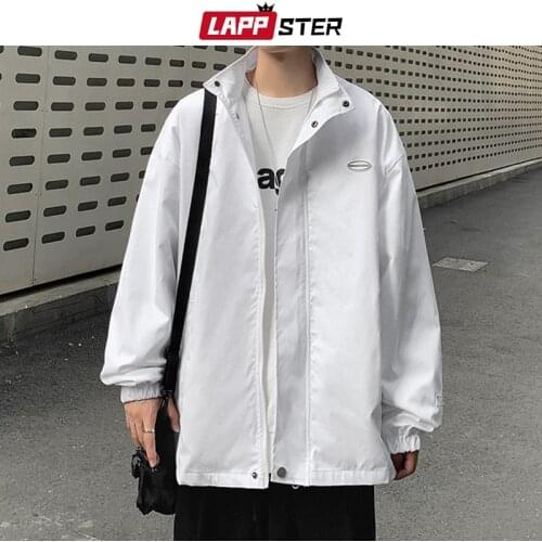 LAPPSTER Men Harajuku Bomber Jacket 2021 Spring Mens Streetwear Black Colorful Windbreaker Male Japanese Hip Hop Korean Clothes
