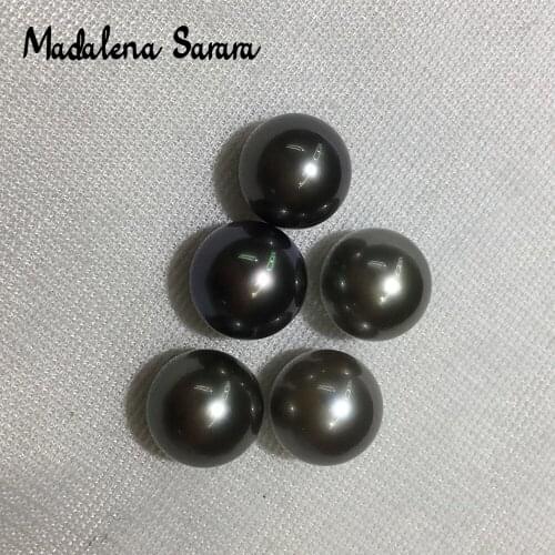 MADALENA SARARA 10-10.5mm Saltwater Pearl Tihitian Pearl Loose Bead High Quality Perfect Round Black Pearl Fine Luster Brightnes