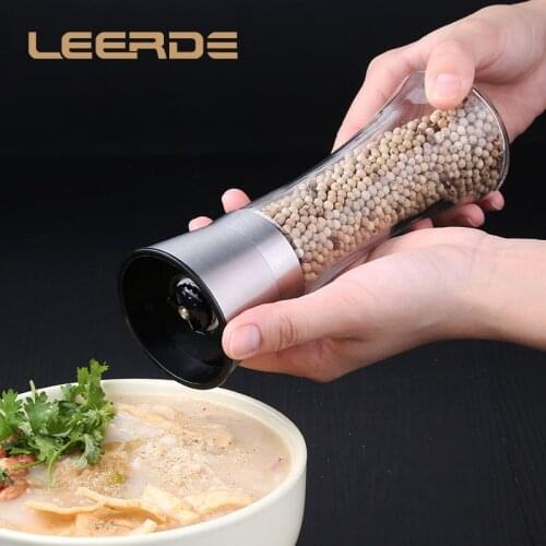 Stainless Steel Pepper Mill Glass Body Spice Salt and Pepper Grinder Portable Food Grinders Powder Kitchen Tools Accessories