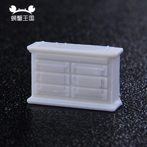 6pcs 1:50 Dollhouse Mini Cabinet Model Chest Cupboard Shelf White Kitchen Dining Display Doll House Accessories