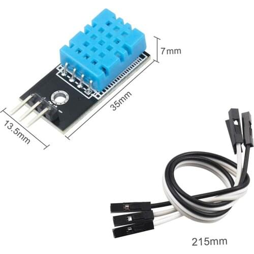 DHT11 Temperature Humidity Sensor Module Digital Single Bus 3.3V-5V with Jumper Wires for Arduino Raspberry Pi