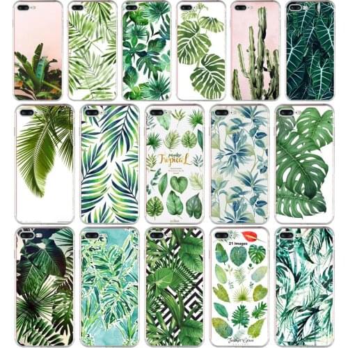285H Tropical plants fresh green leaves Soft TPU Silicone Cover Case For Apple iPhone 6 6s 7 8 plus Case