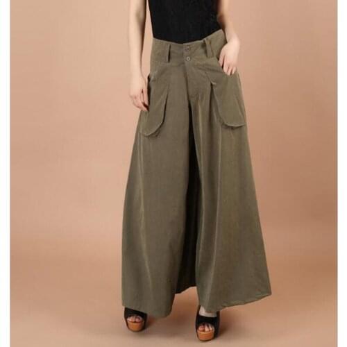 New summer plus size culottes fashion wide leg pants womens full length trousers