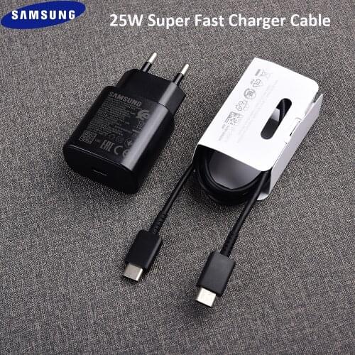 Samsung Original 25W Super Fast Charger 3A PD Quick Type-C USB Cable For Galaxy Note 10 20 Ultra S10 S20 Plus A90 A80 A70 A70S
