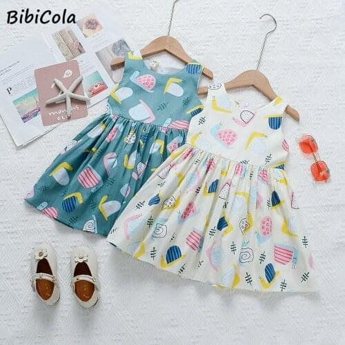 Girls Dresses New Summer Kids Cartoon snail print Costumes Children Fashion Sleeveless Casual dress Baby Home skirt 1-5Years