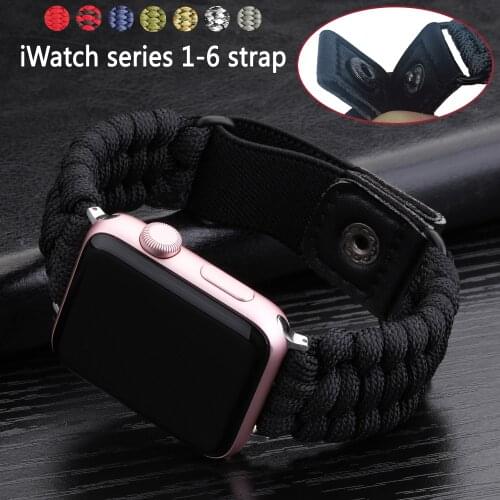 Braided Watch Band for Apple Watch Band 42mm 44mm 40mm 38mm Nylon for Iwach Series 5 6 4 3 SE Umbrella Rope Hand-woven Bracelet