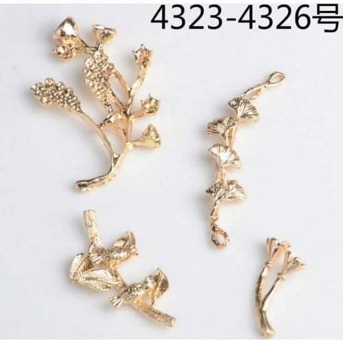 50pcs/lot Fashion Style Gold Color Flower Branch Charms Pendants DIY Jewelry Findings Wedding Accessories Pendant