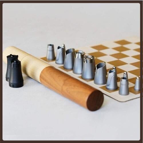 Customized Chess Set Luxury Modern Art Design Metal Stainless Steel High Quality Pieces Travel Portable Chess Xadrez Jogo Gifts