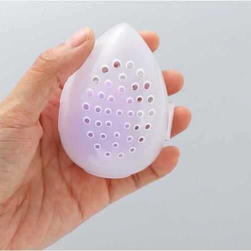 Transparent Egg Shaped Powder Puff Holder Women Girls Empty Makeup Sponge Puff Holder Stand Cosmetic Egg Puff Storage Box