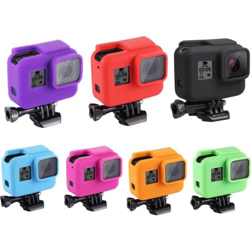 PULUZ For Go Pro Accessories Housing Cover Soft Silicone Protective Case&Side Frame Lens Cover for GoPro HERO(2018)/7 Black/6 /5