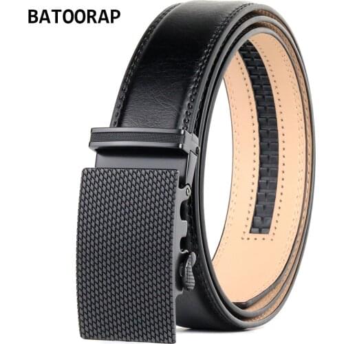 High Quality Luxury Belt For Men Black Automatic Buckle Alloy Genuine Leather Waist Strap Male Fashion Business Mens Belts BAR08