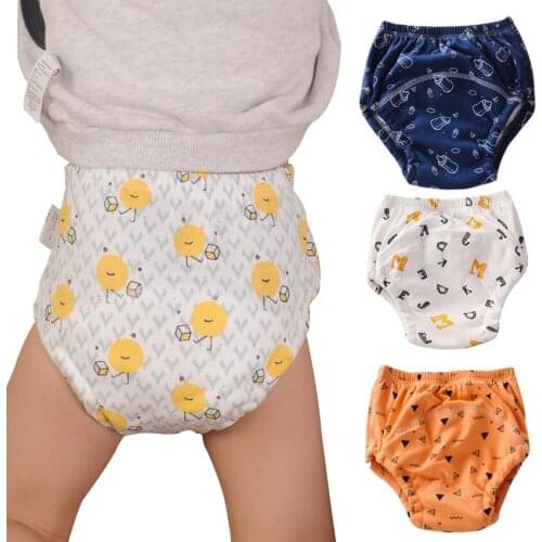 Baby Toddler Waterproof Training Pants Infant Cotton Changing Nappy Cloth Child Diaper Panties Reusable Washable 6 Layers Crotch