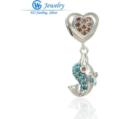 2016 New Design Cute Animal Charm Pendants Silver Floating Dolphin Charms Fit Maxi Necklace For Women GW Fashion Jewelry S225H30