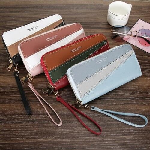 New Color Matching Ladies Wallet Fresh Double Zipper Large Capacity Womens Wallet Card Bag Clutch Bag Mobile Phone Bag Purse