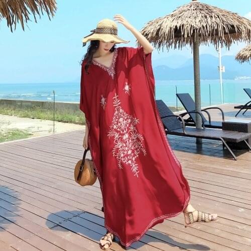 Bohemian Dresses Summer 2020 Mexican Embroidered Dress Beach Holiday Sundress Casual Dresses For Women Maxi Robe Femme DD2432