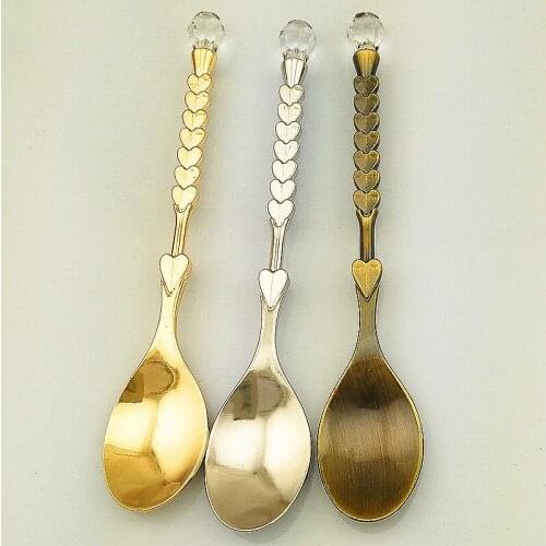 4pcs/lot High-Grade Multifunctional Retro Zinc Alloy Stocked Seasoning Spoon Heart Shaped Creative Aristocratic Style KV 053