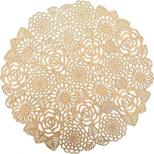 50% Hot Sale Place Mat Wide Application Foldable PVC Flower Hollow-carved Dinner Mat for Kitchen Retro Style Elastic Place Mat