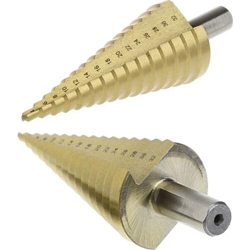 6 Pcs/Set HSS Steel Titanium Coated Step Drill Bit Hole Cutter 4-32mm Metal Tool E15A