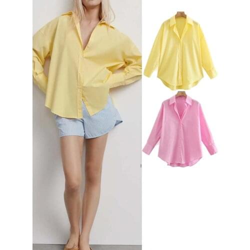 Klkxmyt Za Blouse Women Button-Up Shirt Woman Long Sleeve Spring 2021 Office Wear Blouse Female Asymmetric Hem Chic Shirts