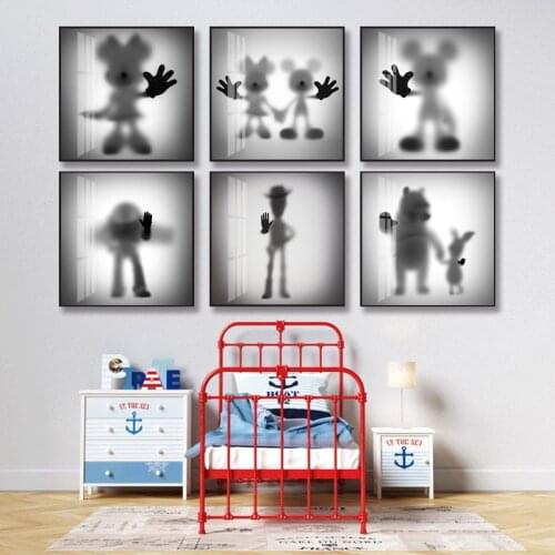 Disney Black and White Canvas Painting The Disappearing Mickey Posters Prints Wall Art Pictures for Living Room Decor Cuadros