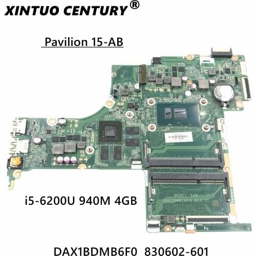For HP Pavilion 15T-AB100 15-AB Laptop Motherboard SR2EY i5-6200U 940M 4GB GPU DDR3L 830602-601 830602-001 DAX1BDMB6F0