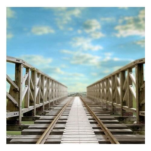 Photography Backdrops Wood Bridge Sky Blue Photo Backgrounds for Wedding/ Newborn/ Children Photos Kids Custom Cloth fotografia