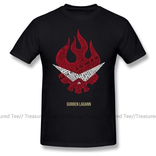 Geek T Shirt Gurren Lagann Typography T-Shirt 5x Men Tee Shirt Short-Sleeve Streetwear 100 Cotton Printed Cute Tshirt