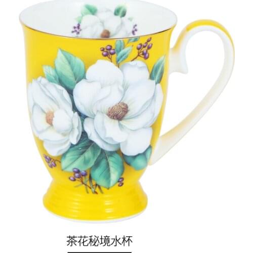 Camellia Series European Style Royal Cup Bone China Ceramic Water Cup Home Gift
