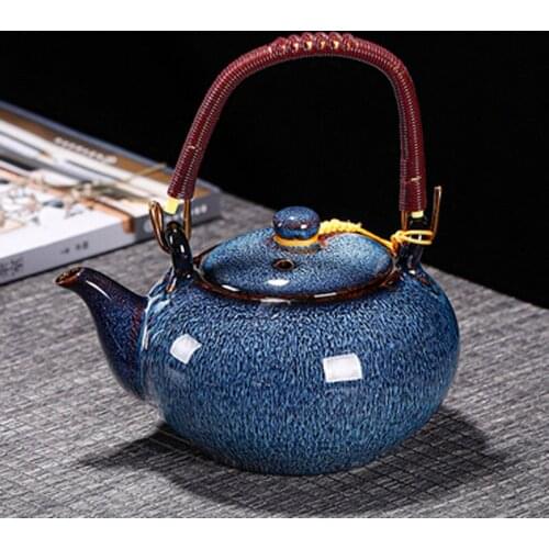 Ceramic retro kiln variable beam pot cold kettle Kung Fu tea set large capacity drinking tea pot household tea maker single pot