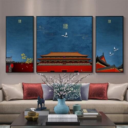 3pcs The Imperial Palace Landscape Classic Building Pictures Canvas Print Painting Wall Art Poster Interior Office Home Decor