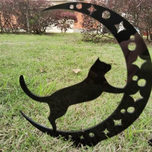Cat Kitty Acrylic Animal Silhouette Stake Garden Yard Decoration Acrylic Garden Statues Lawn Ornaments Waterproof Cat Craft