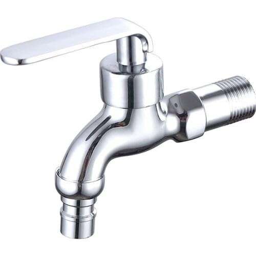 Brass Chrome Bibcock Wall Mounted Washing Machine Tap Garden Outdoor Bathroom Water Faucet