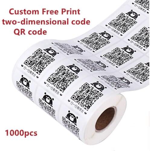 1000PCS Custom stickers Free Print 2D bar code printed Two-dimensional code QR code quick response label Sticker Tags