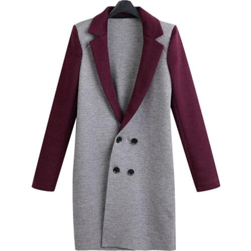 2017 NEW AUTUMN WOMEN DOUBLE BREASTED LONG KNITTING COAT PLUS SIZE 5XL LOOSE THIN TURN-DOWN COLLAR OPEN STITCH OUTWEAR ZL326