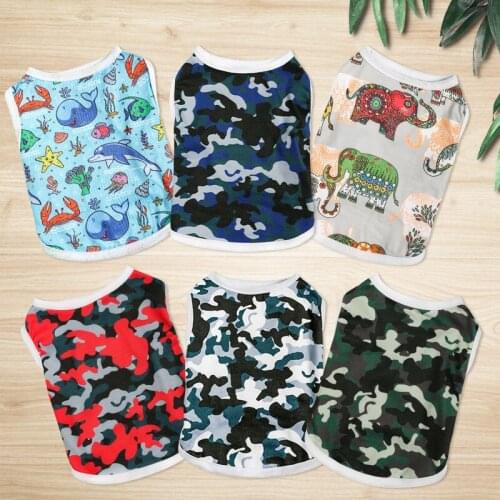Pet Clothes for Small Dogs Cute Printed summer Pets t-shirt Dog Clothes Pet Cat Vest Cotton T Shirt Pug Apparel Dog Costumes