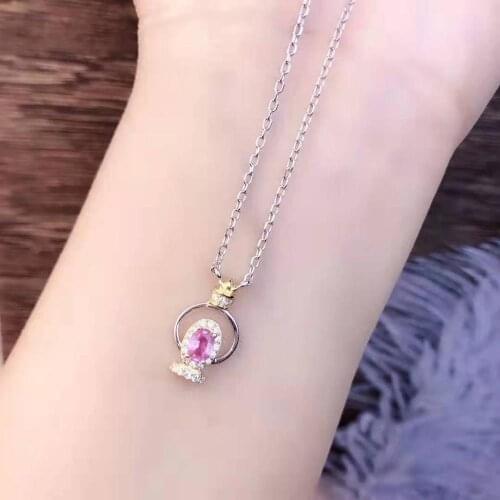 Natural Sri Lanka Ceylon Pink Sapphire Necklace Fine Jewelry 4x5mm